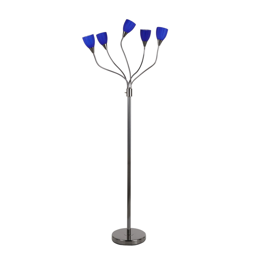 Medusa Floor Lamp - Black Chrome, Blue Glass