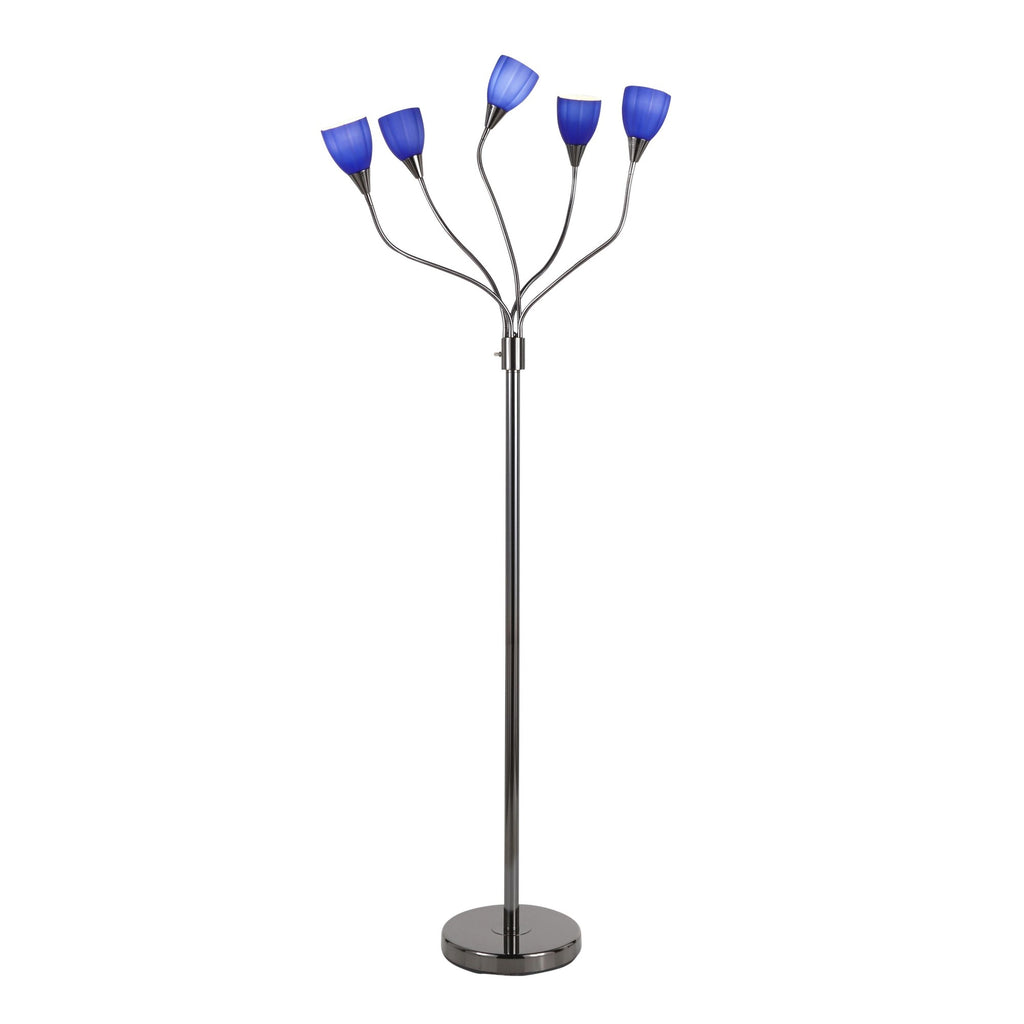 Medusa Floor Lamp - Black Chrome, Blue Glass