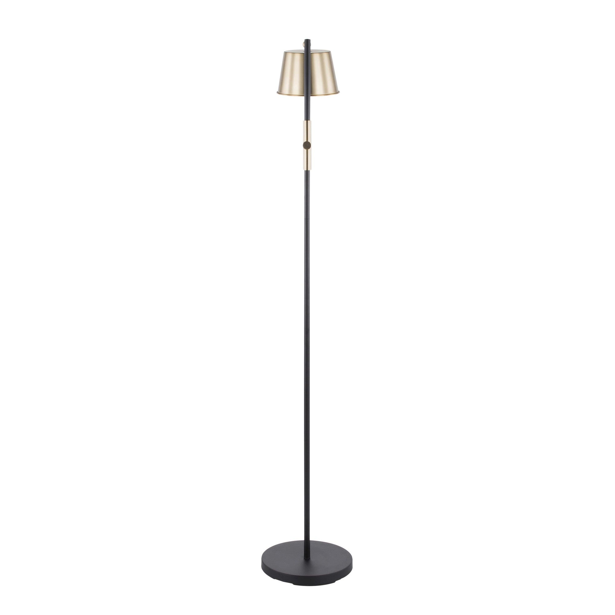 Metric Floor Lamp - Black Metal, Antique Brass
