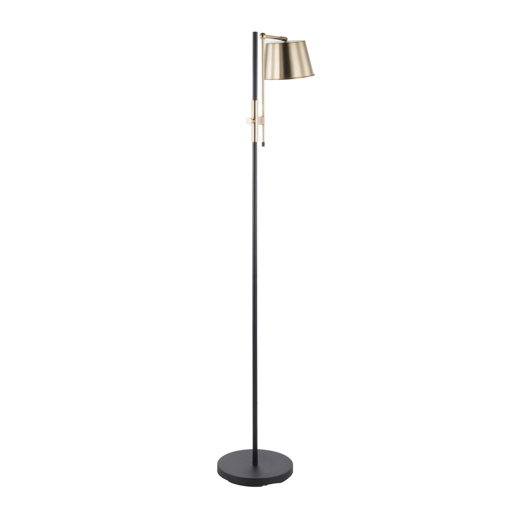 Metric Floor Lamp - Black Metal, Antique Brass