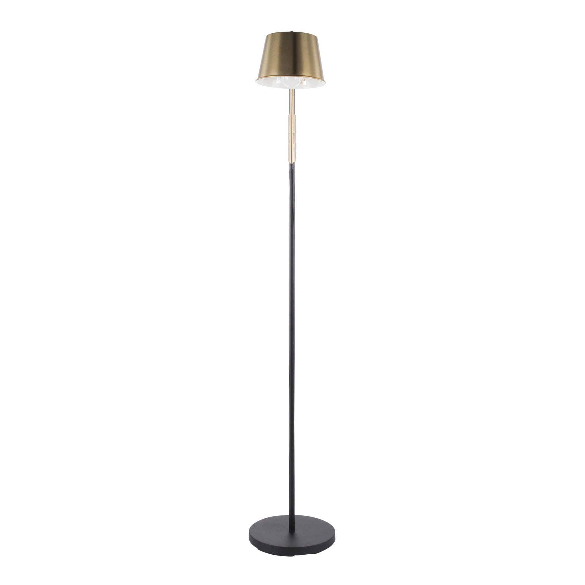Metric Floor Lamp - Black Metal, Antique Brass