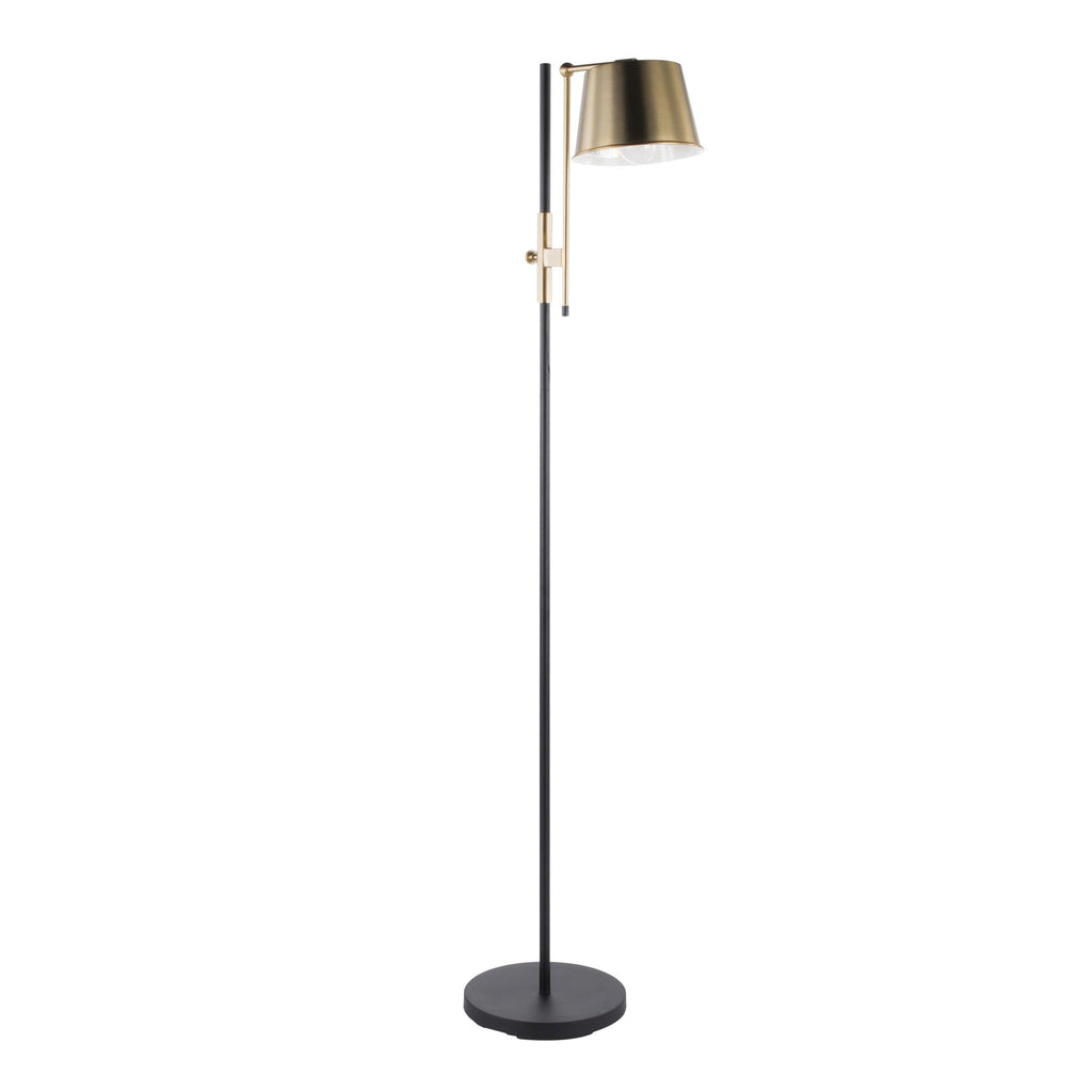 Metric Floor Lamp - Black Metal, Antique Brass