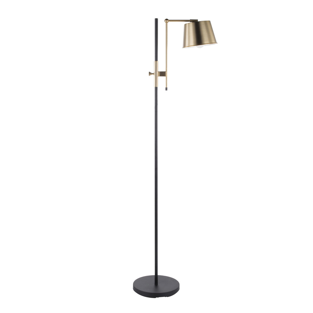 Metric Floor Lamp - Black Metal, Antique Brass