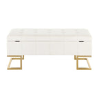 Midas Storage Bench - Gold Steel, White Velvet