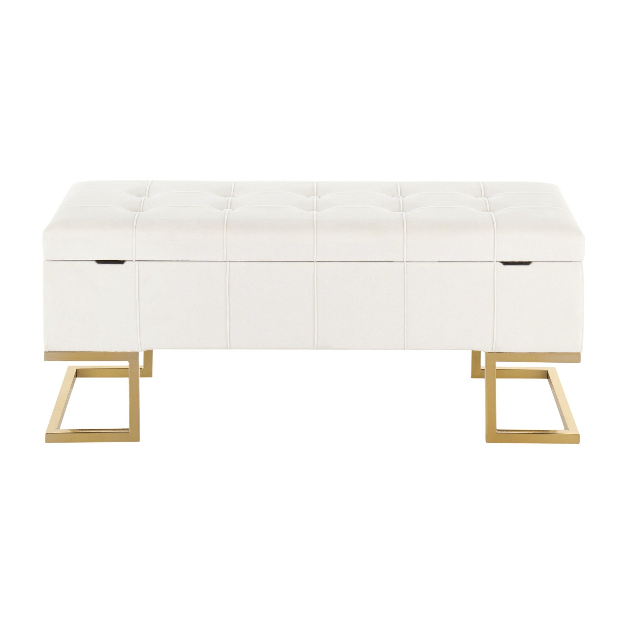 Midas Storage Bench - Gold Steel, White Velvet