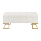 Midas Storage Bench - Gold Steel, White Velvet