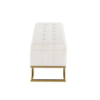 Midas Storage Bench - Gold Steel, White Velvet
