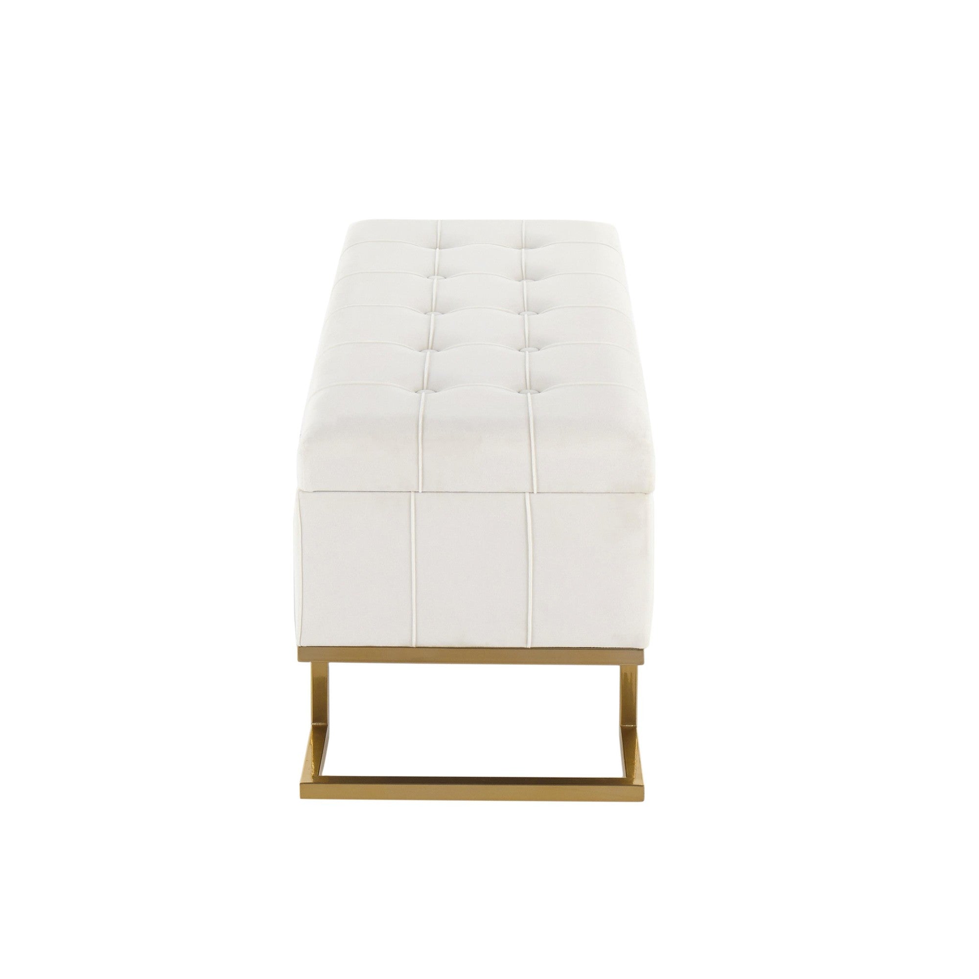 Midas Storage Bench - Gold Steel, White Velvet