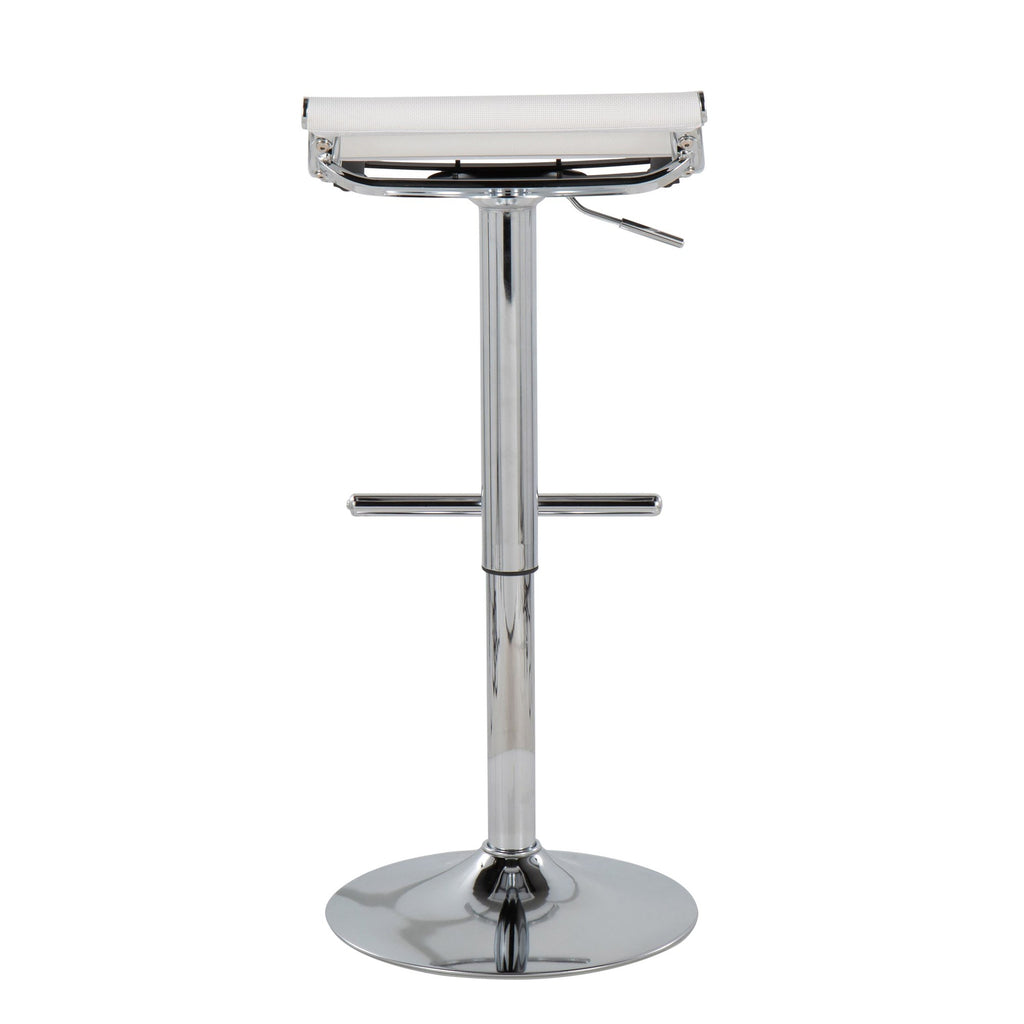 Mirage Ale Adjustable Barstool - Chrome, White Mesh