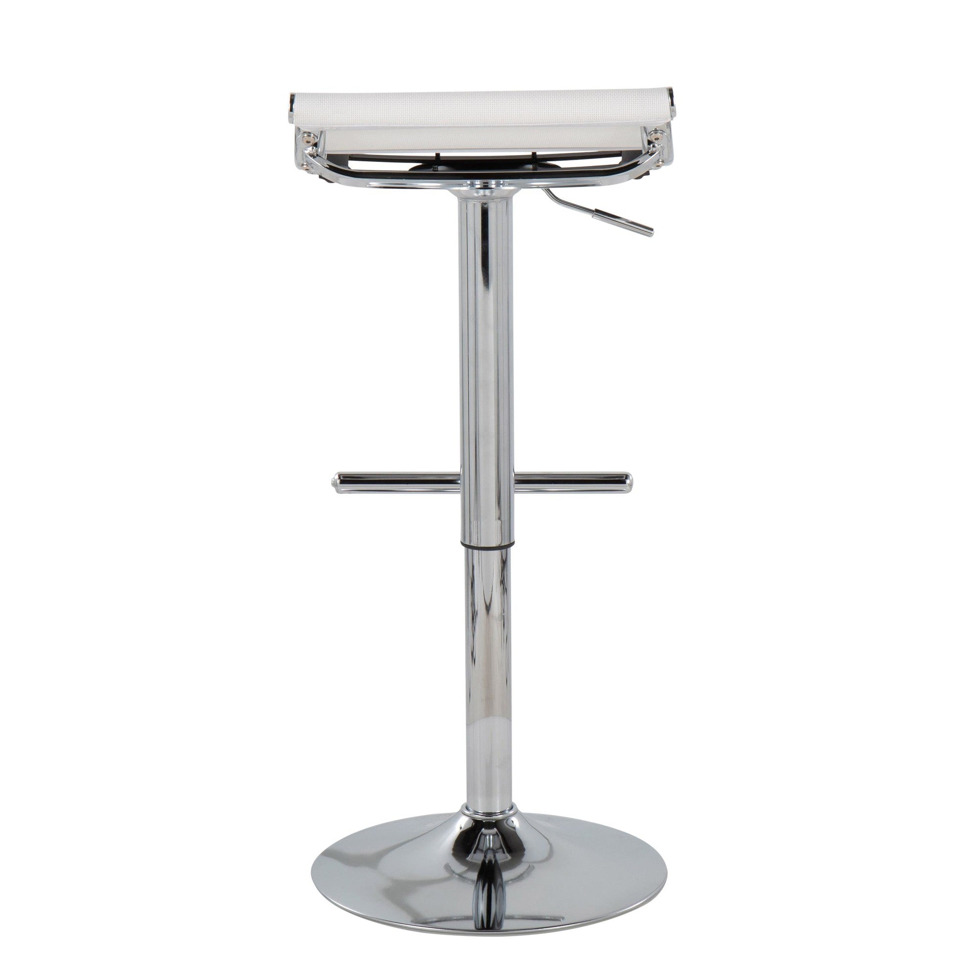 Mirage Ale Adjustable Barstool - Chrome, White Mesh