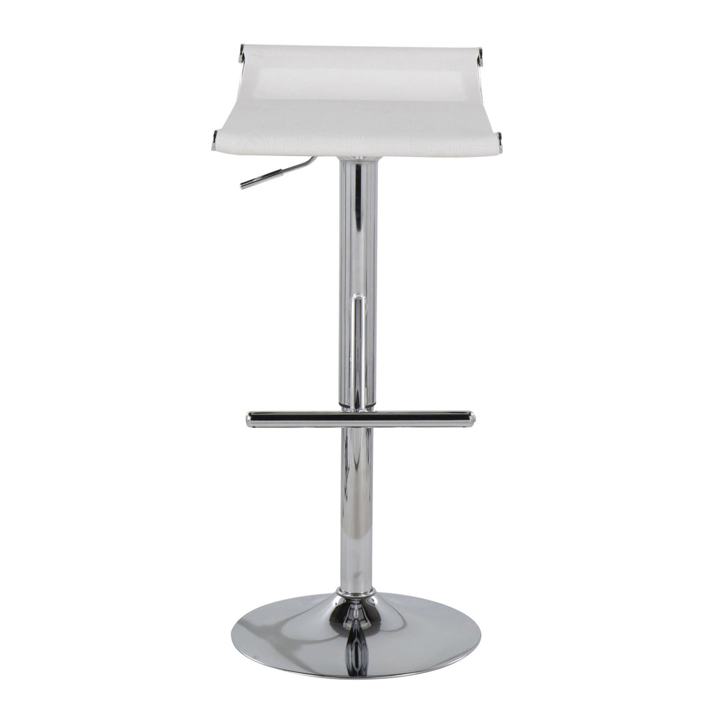 Mirage Ale Adjustable Barstool - Chrome, White Mesh