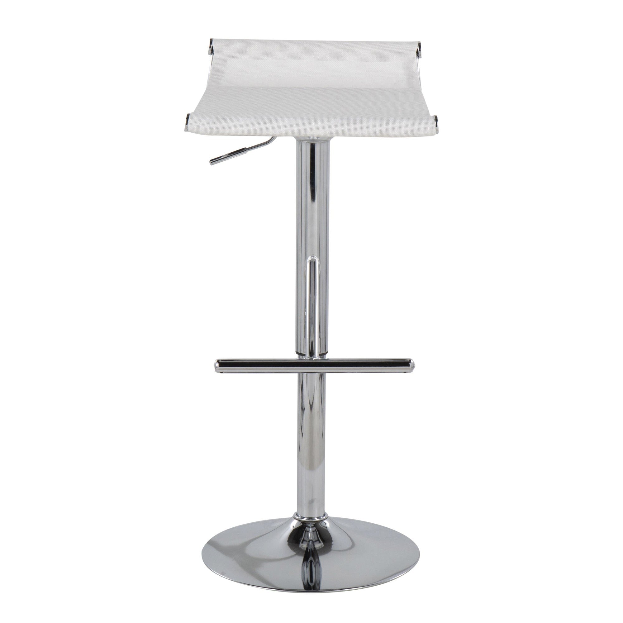 Mirage Ale Adjustable Barstool - Chrome, White Mesh