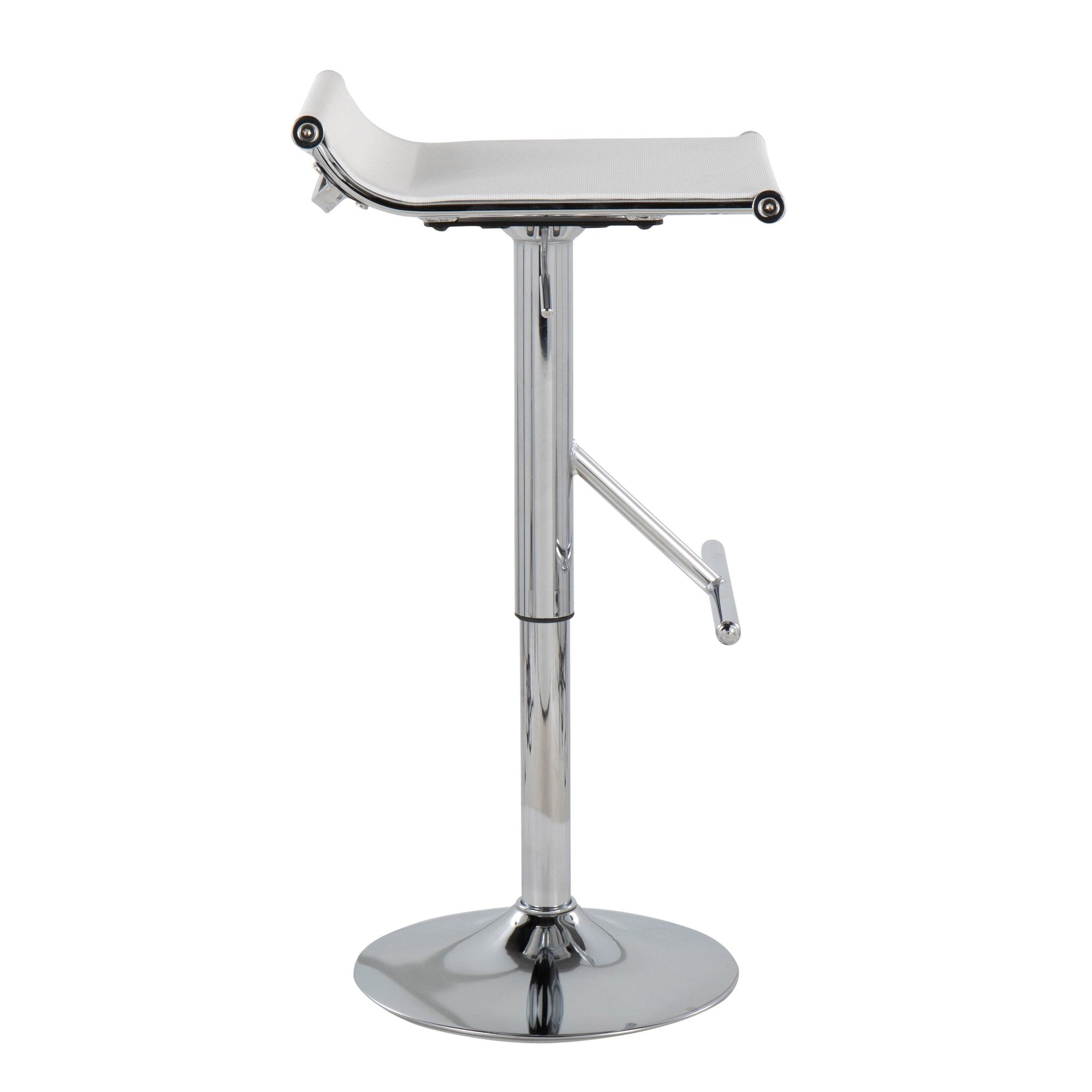 Mirage Ale Adjustable Barstool - Chrome, White Mesh