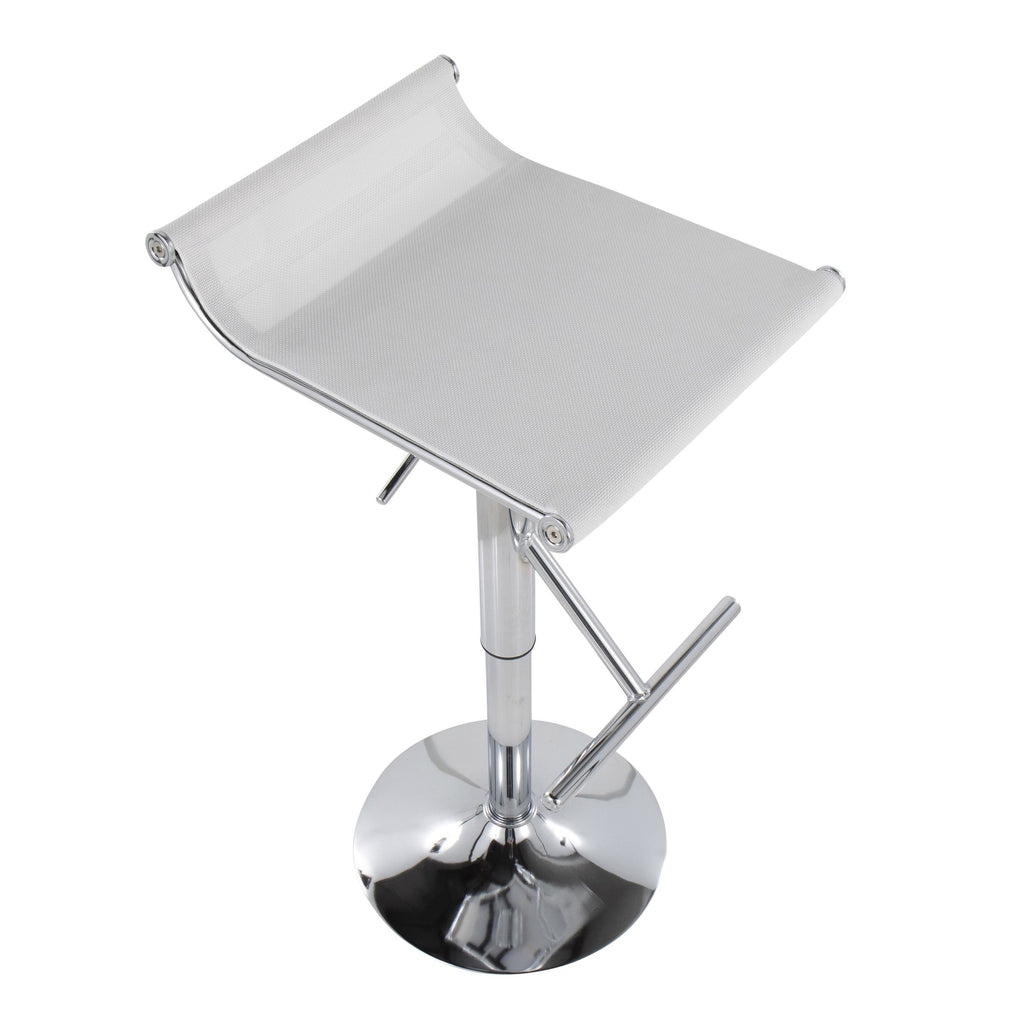 Mirage Ale Adjustable Barstool - Chrome, White Mesh