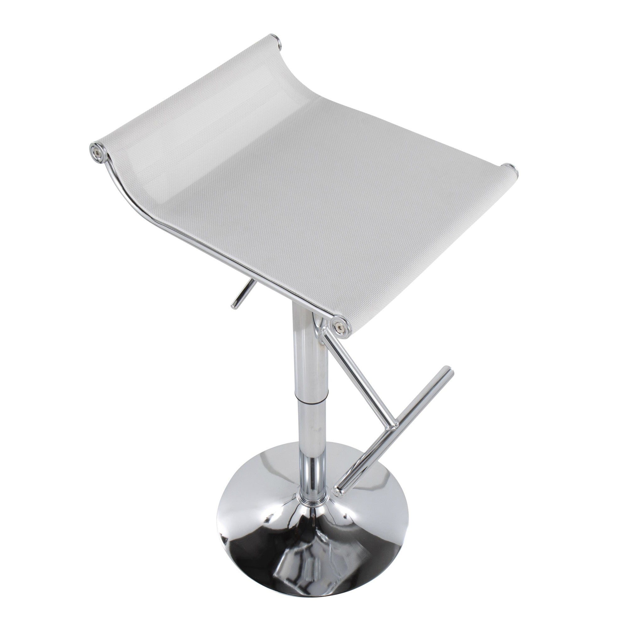 Mirage Ale Adjustable Barstool - Chrome, White Mesh