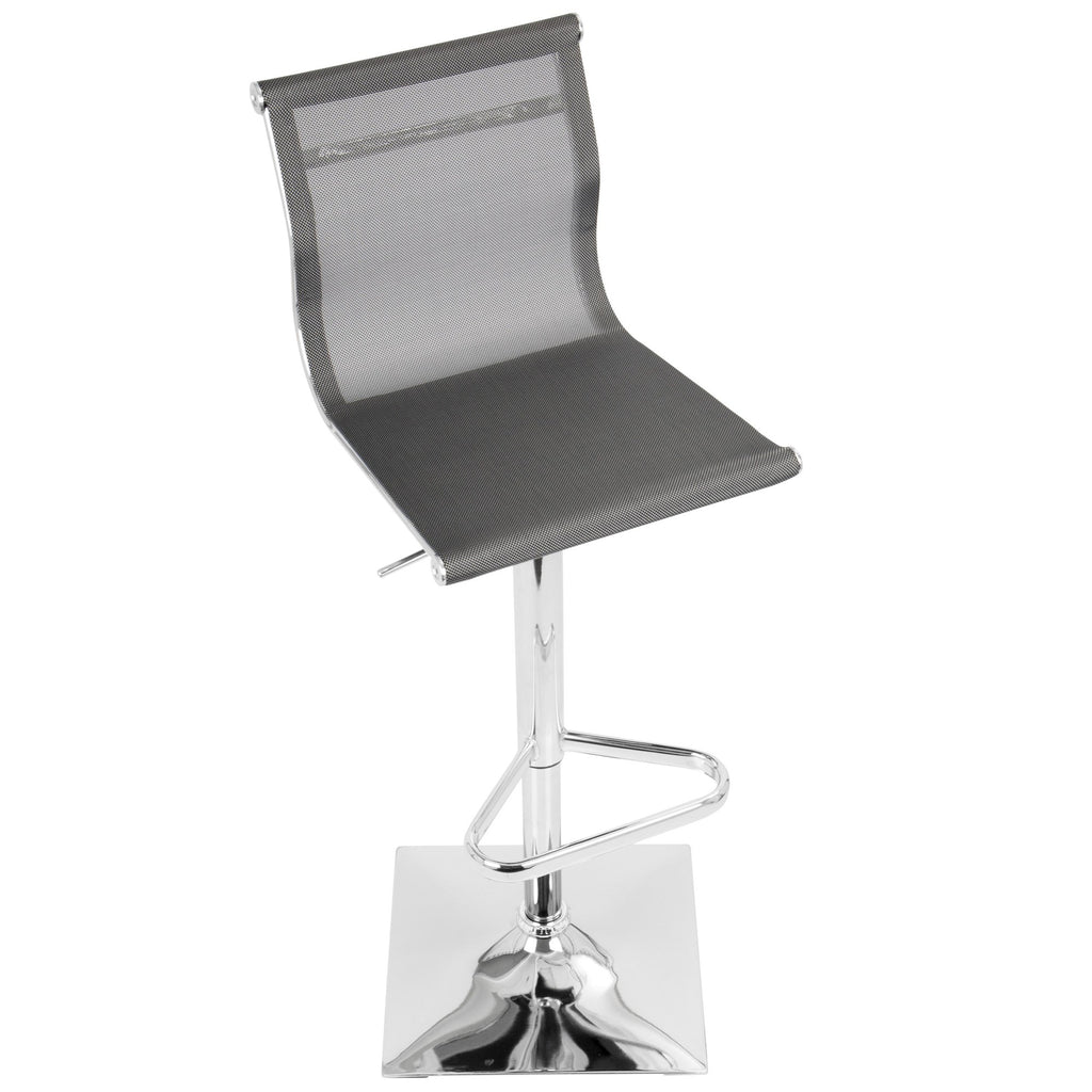 Mirage Adjustable Barstool - Chrome, Silver Mesh