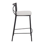 Modern Charlotte 25" Fixed-Height Counter Stool - Set of 2 - Black Metal, White PU