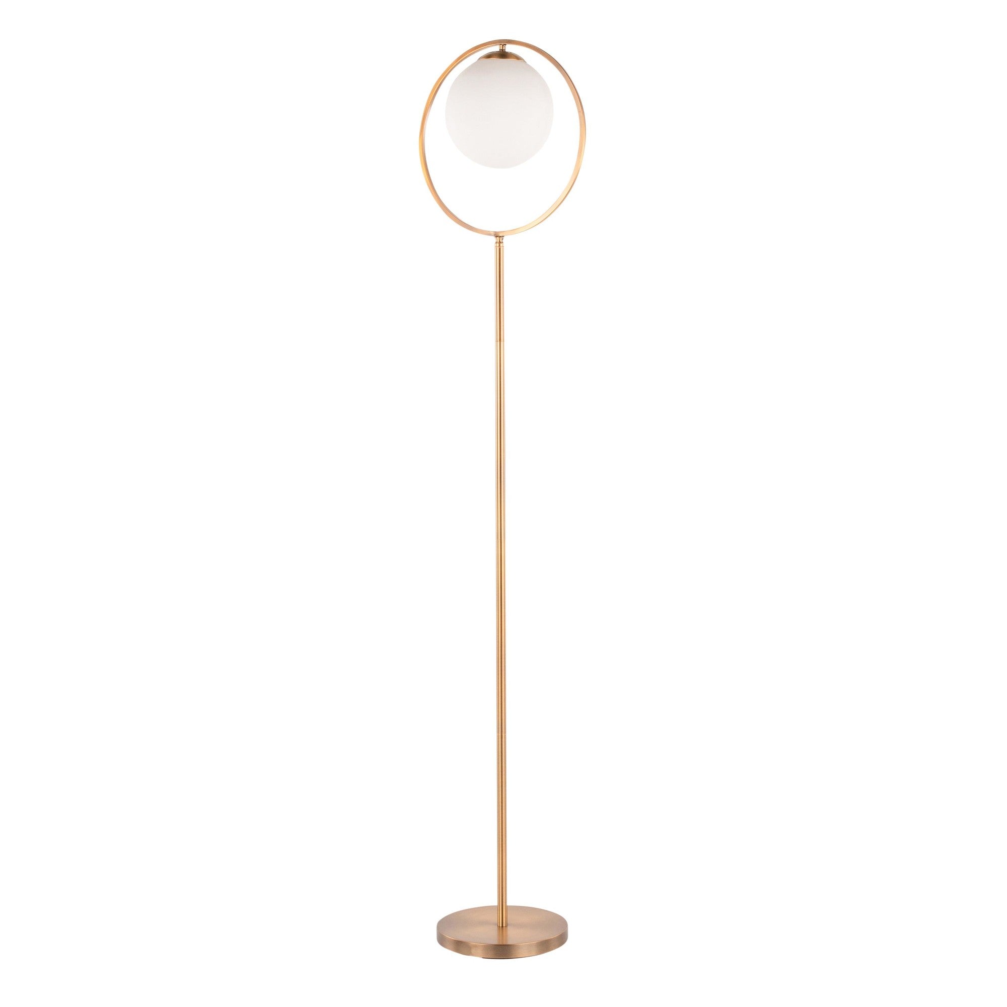 Moon Floor Lamp - Gold Metal, Frosted Glass