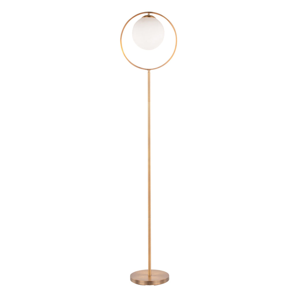 Moon Floor Lamp - Gold Metal, Frosted Glass