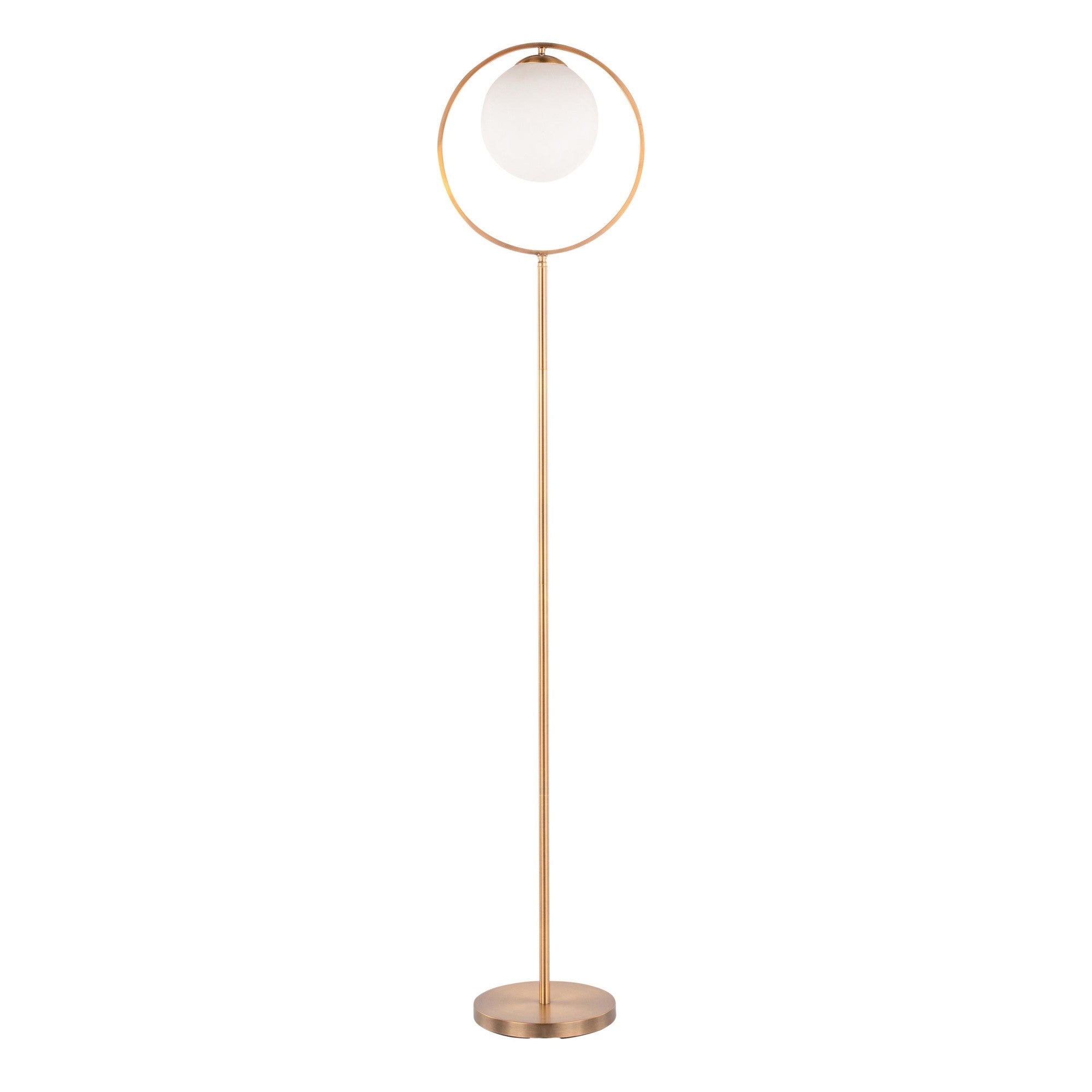 Moon Floor Lamp - Gold Metal, Frosted Glass