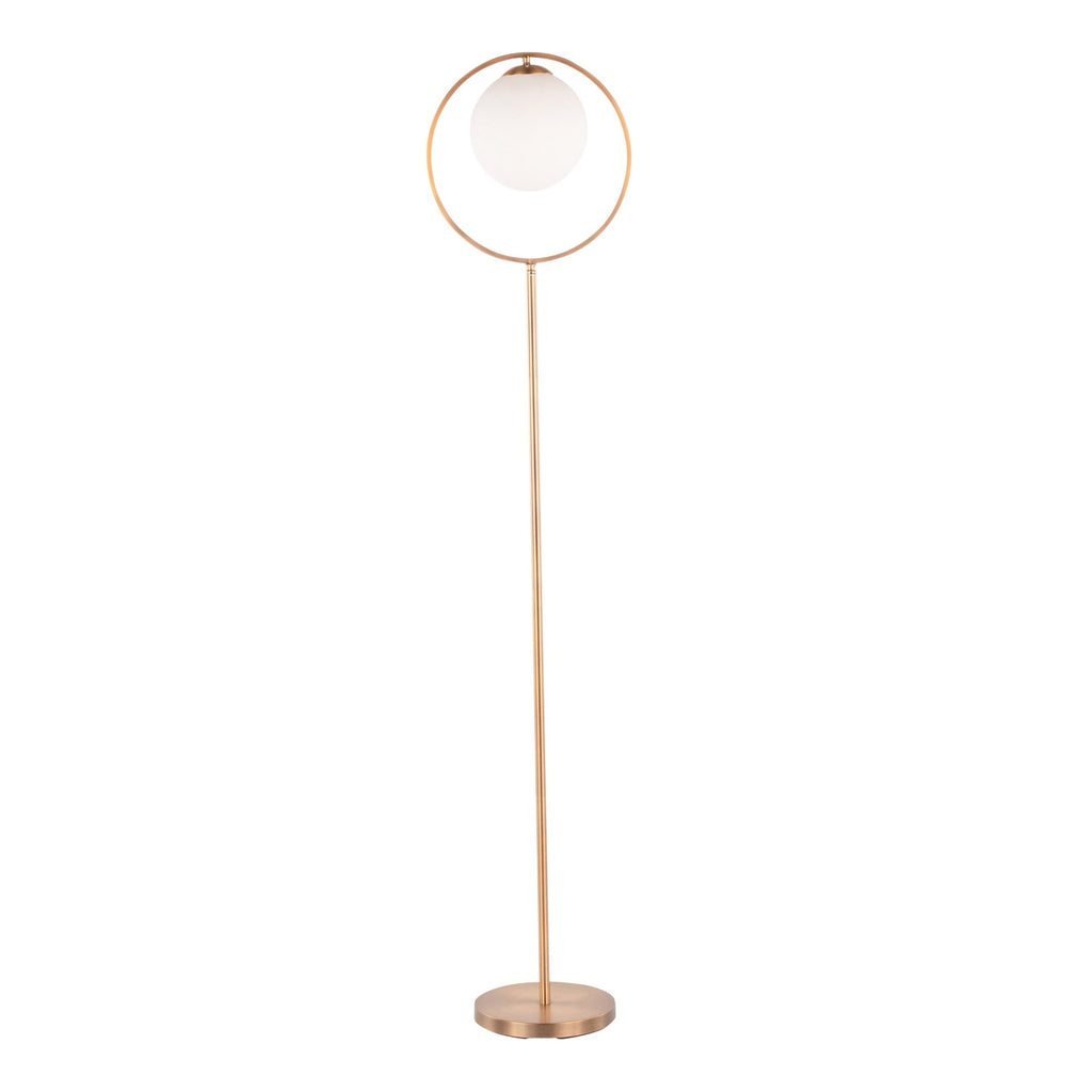 Moon Floor Lamp - Gold Metal, Frosted Glass