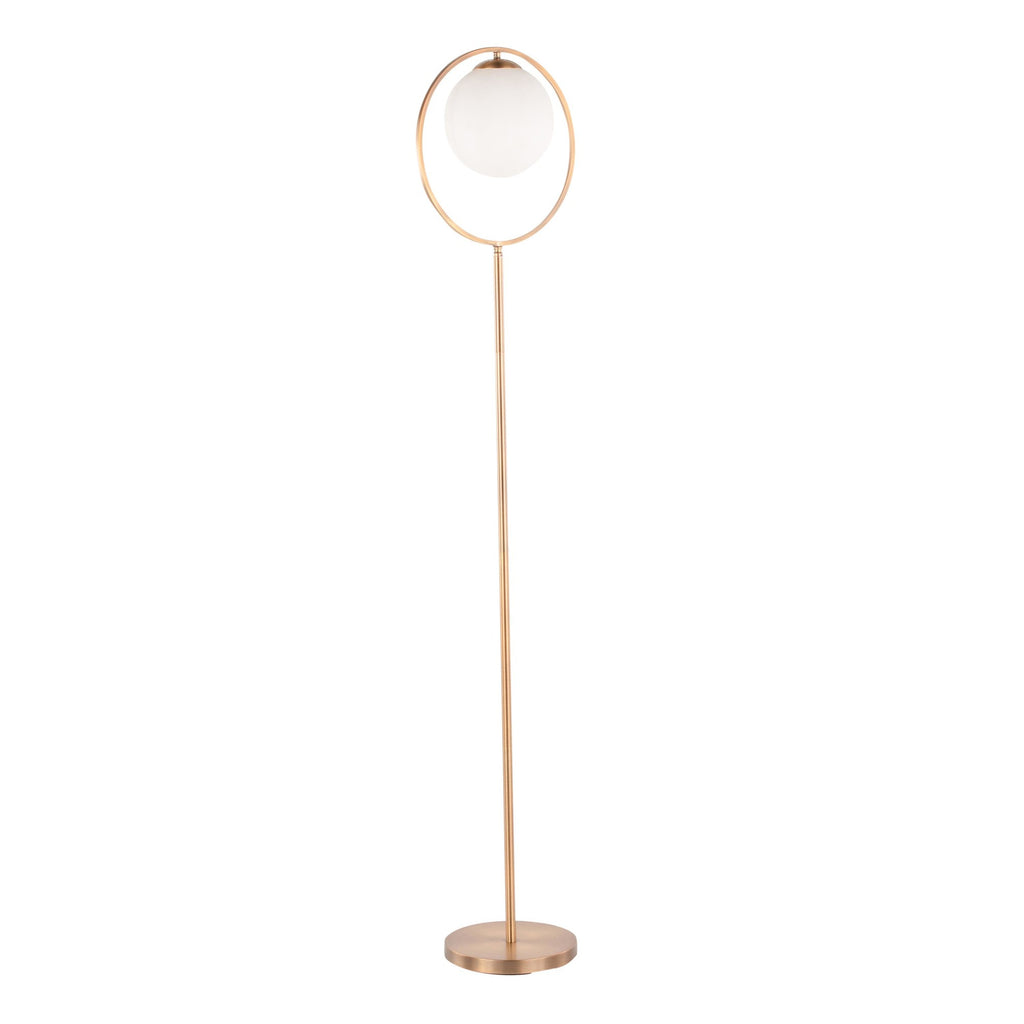 Moon Floor Lamp - Gold Metal, Frosted Glass
