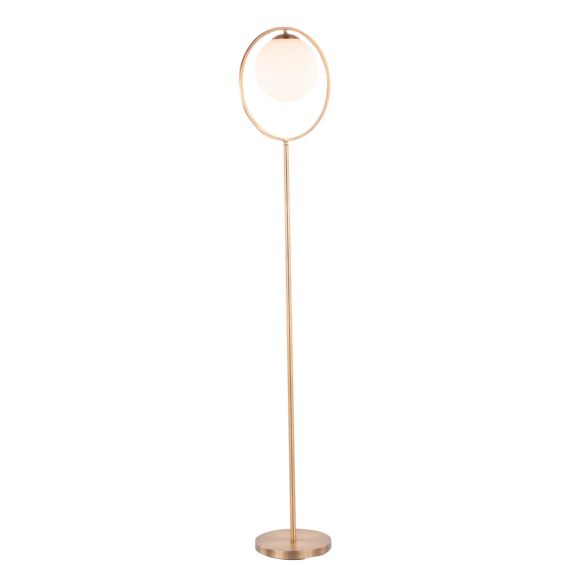 Moon Floor Lamp - Gold Metal, Frosted Glass