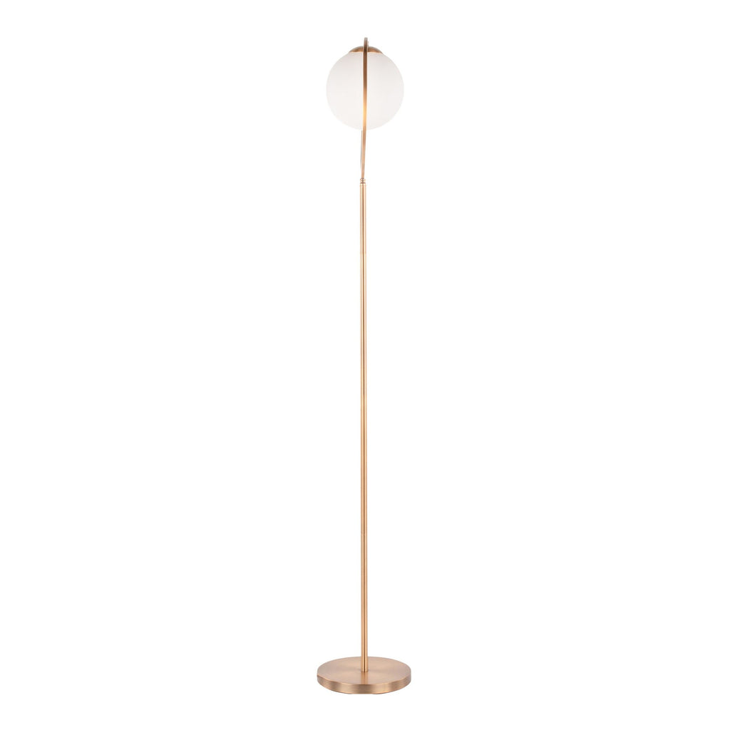 Moon Floor Lamp - Gold Metal, Frosted Glass