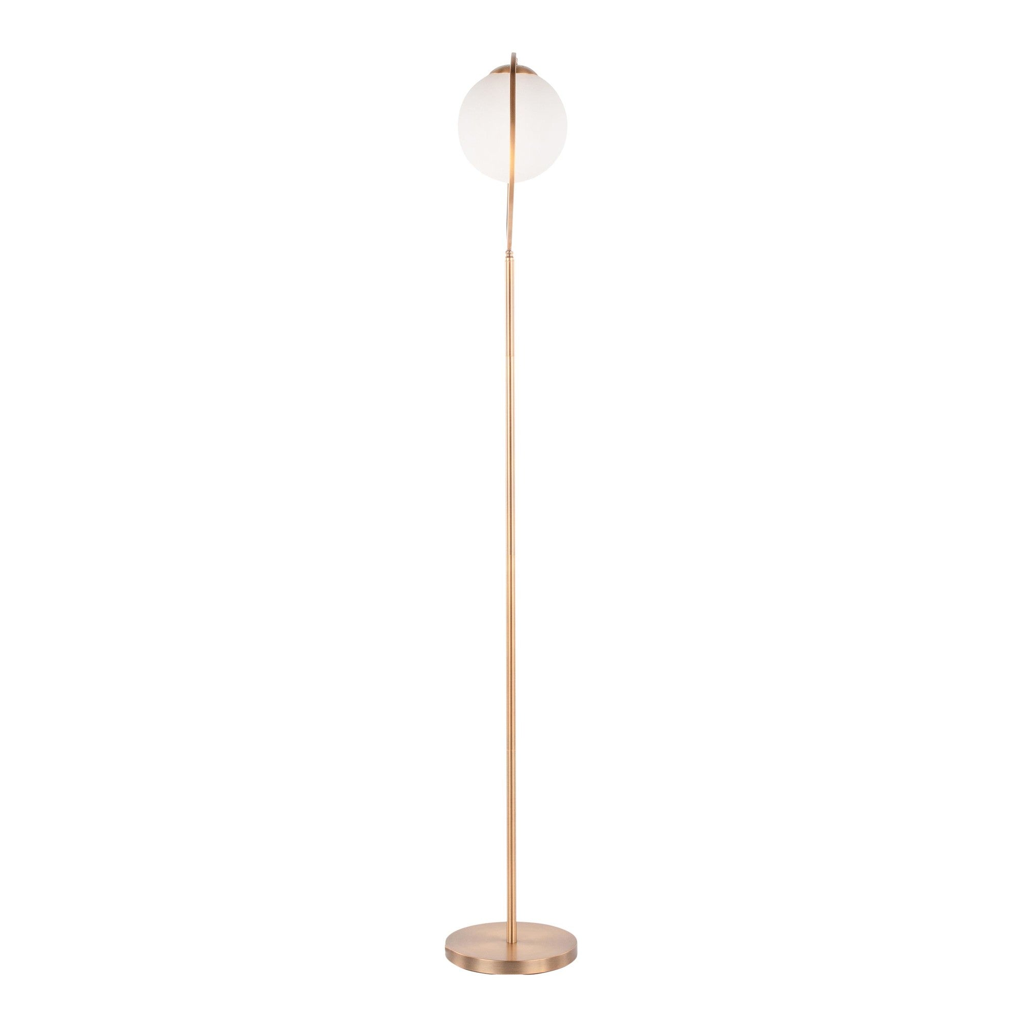 Moon Floor Lamp - Gold Metal, Frosted Glass