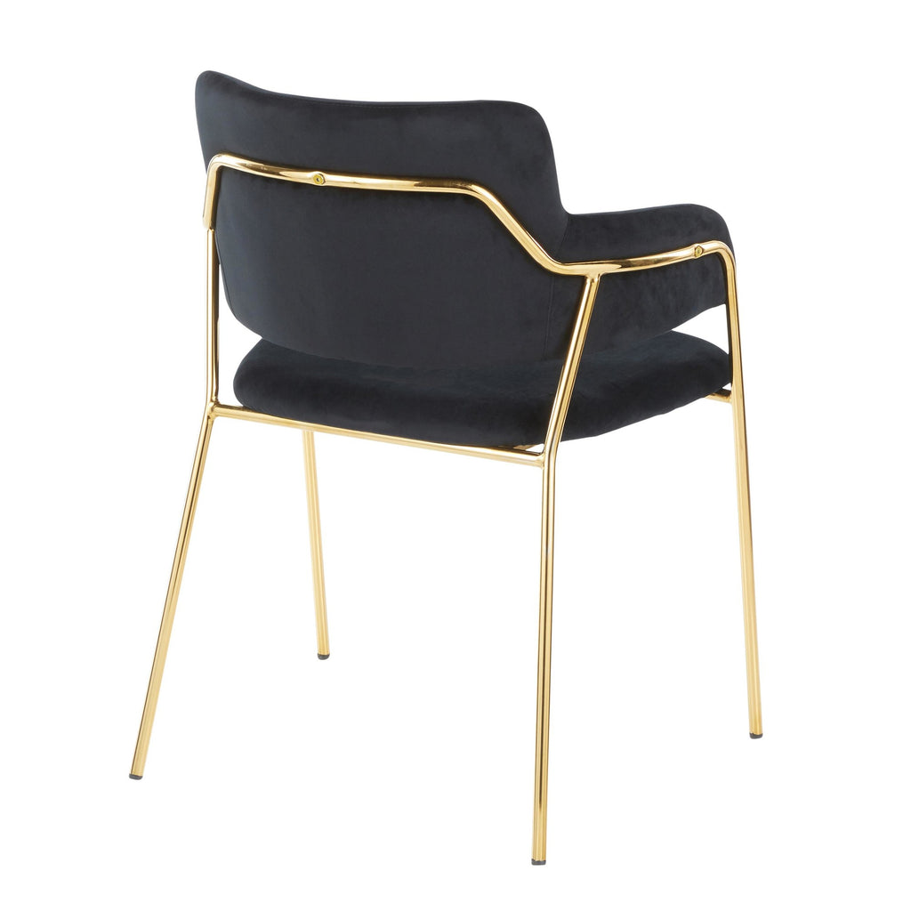 Napoli Chair - Set of 2 - Gold Metal, Black Velvet