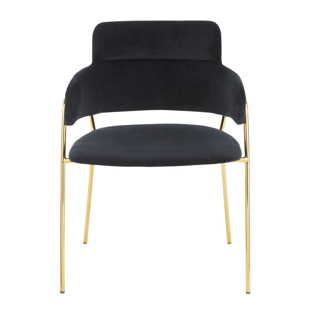 Napoli Chair - Set of 2 - Gold Metal, Black Velvet