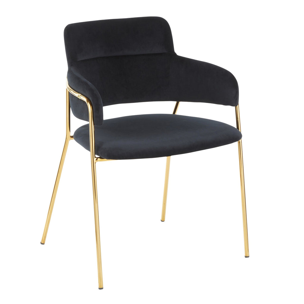 Napoli Chair - Set of 2 - Gold Metal, Black Velvet