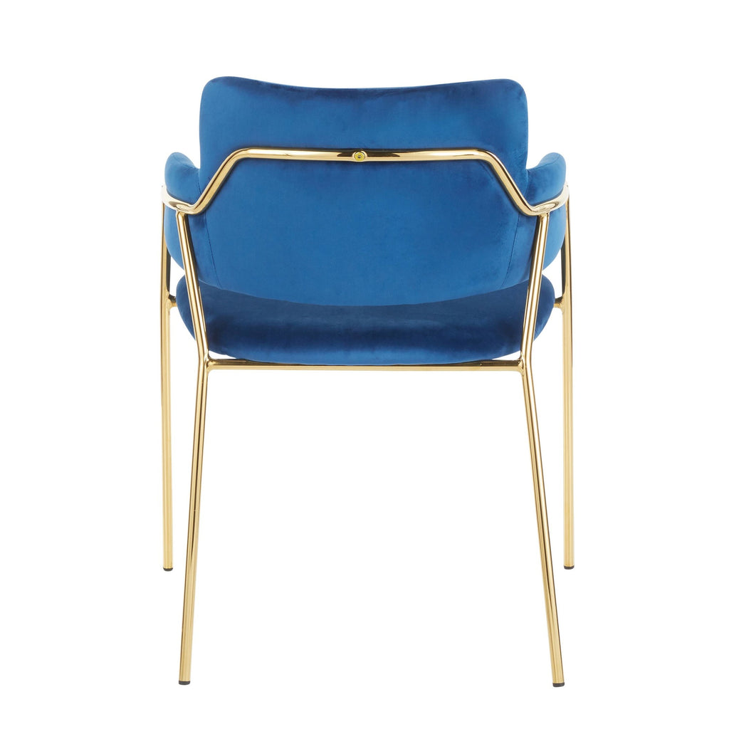 Napoli Chair - Set of 2 - Gold Metal, Blue Velvet