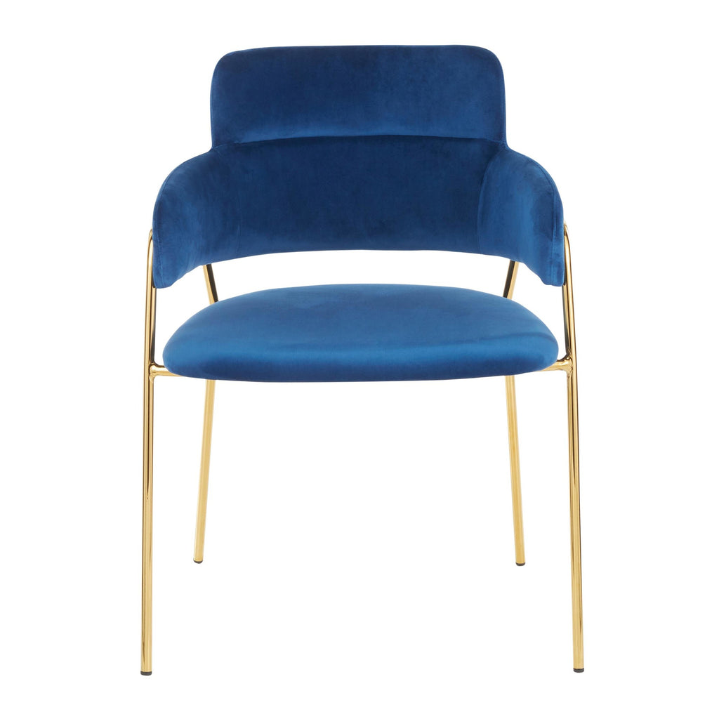 Napoli Chair - Set of 2 - Gold Metal, Blue Velvet