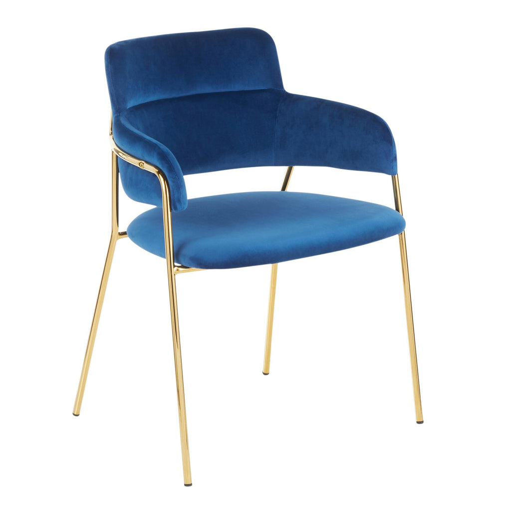 Napoli Chair - Set of 2 - Gold Metal, Blue Velvet