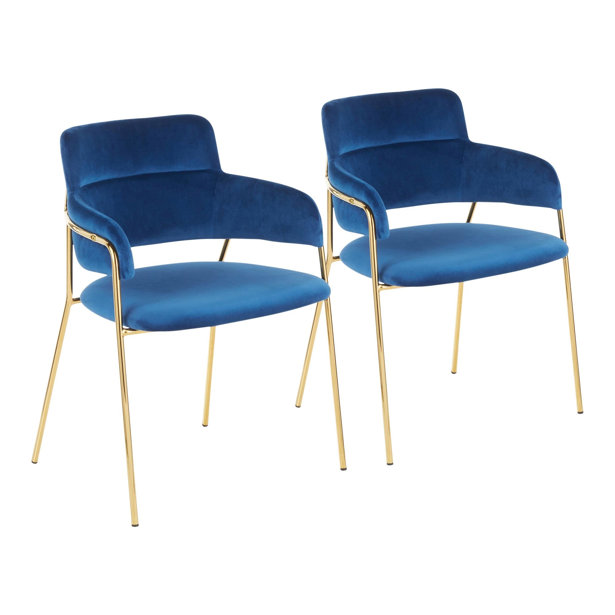 Napoli Chair - Set of 2 - Gold Metal, Blue Velvet