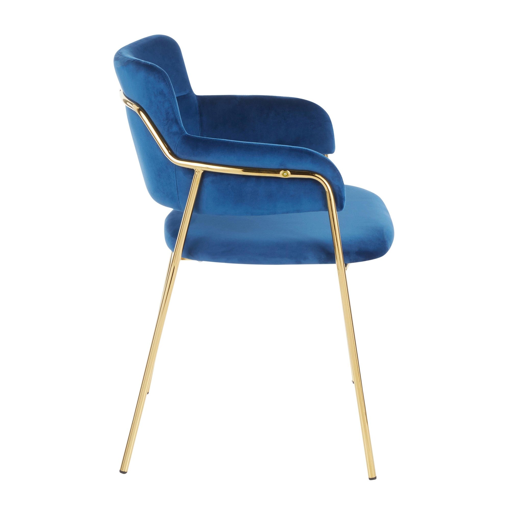 Napoli Chair - Set of 2 - Gold Metal, Blue Velvet