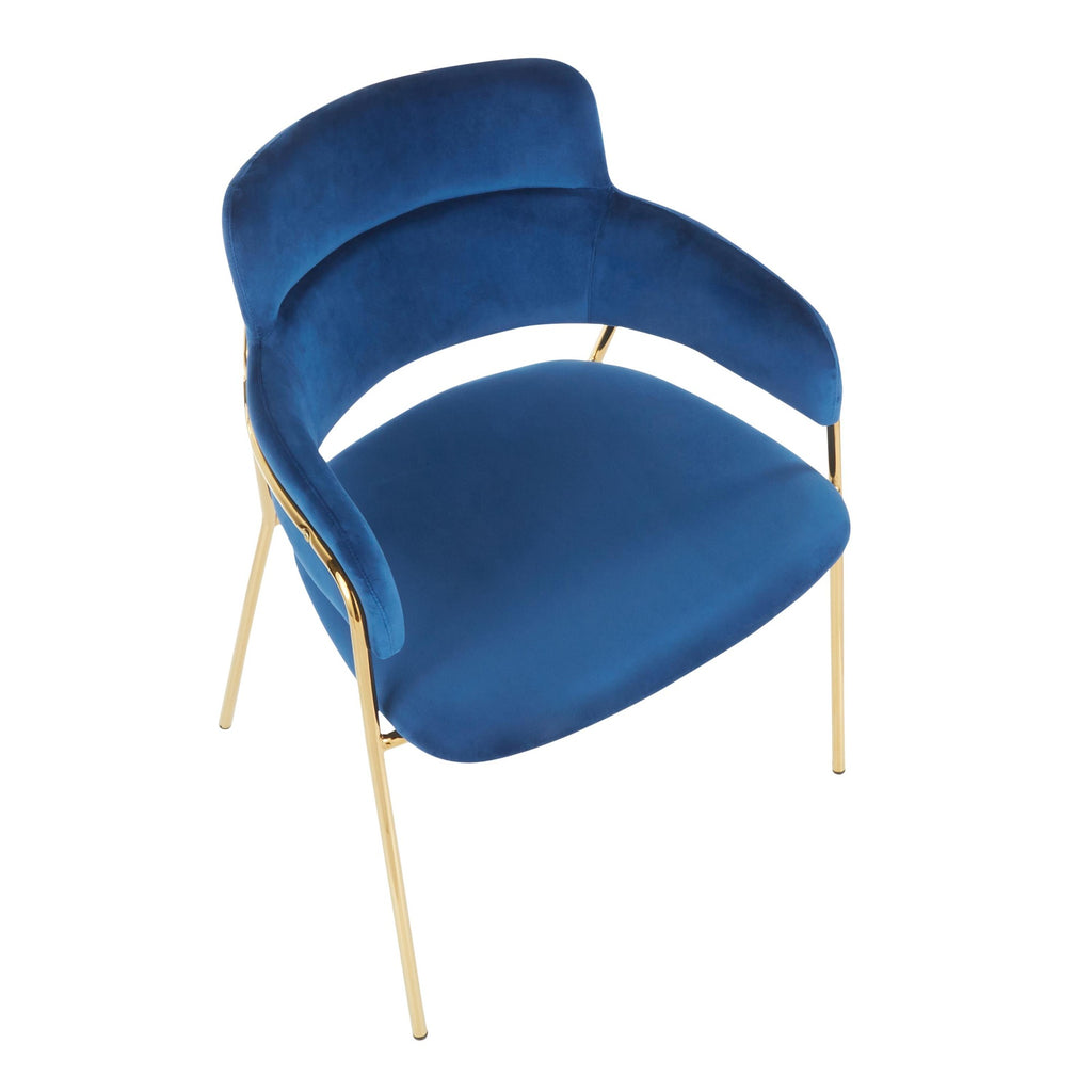 Napoli Chair - Set of 2 - Gold Metal, Blue Velvet