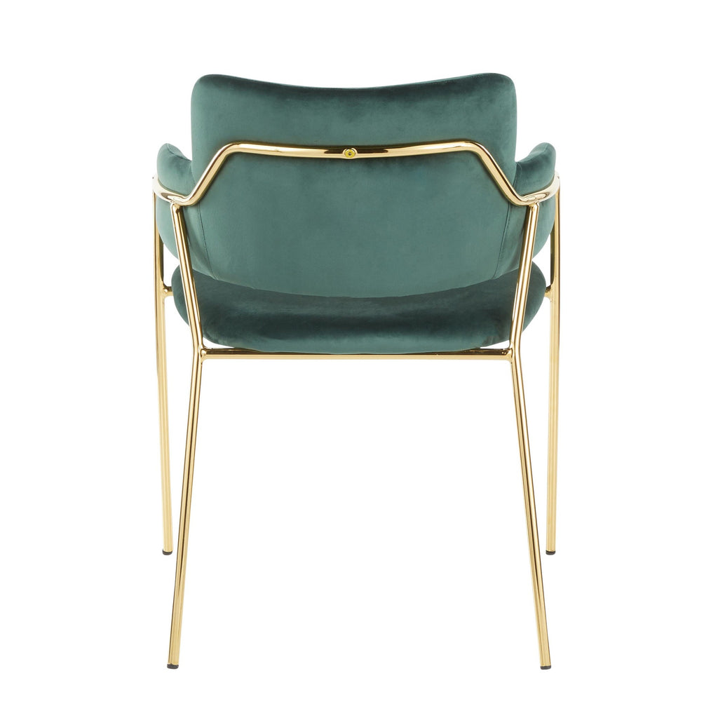 Napoli Chair - Set of 2 - Gold Metal, Emerald Green Velvet