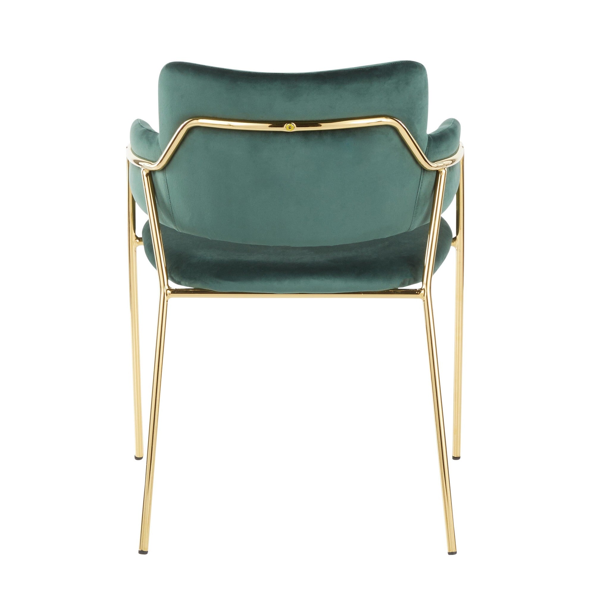 Napoli Chair - Set of 2 - Gold Metal, Emerald Green Velvet
