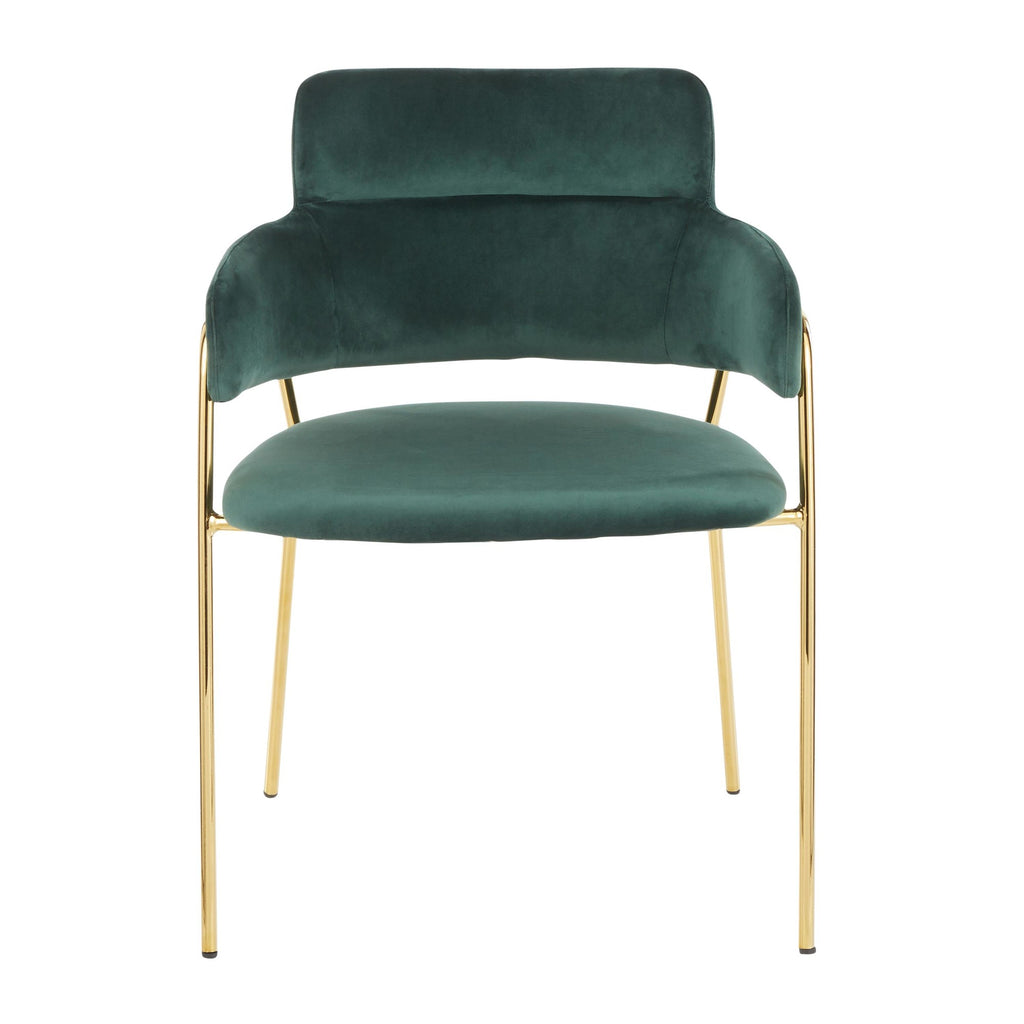 Napoli Chair - Set of 2 - Gold Metal, Emerald Green Velvet