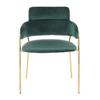 Napoli Chair - Set of 2 - Gold Metal, Emerald Green Velvet