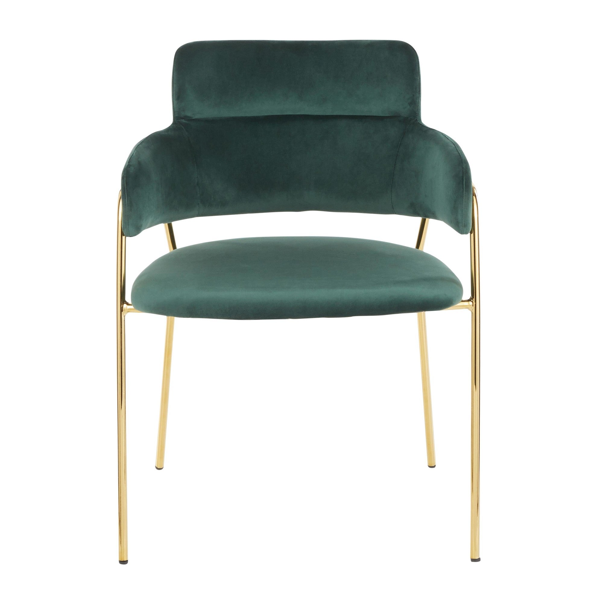 Napoli Chair - Set of 2 - Gold Metal, Emerald Green Velvet
