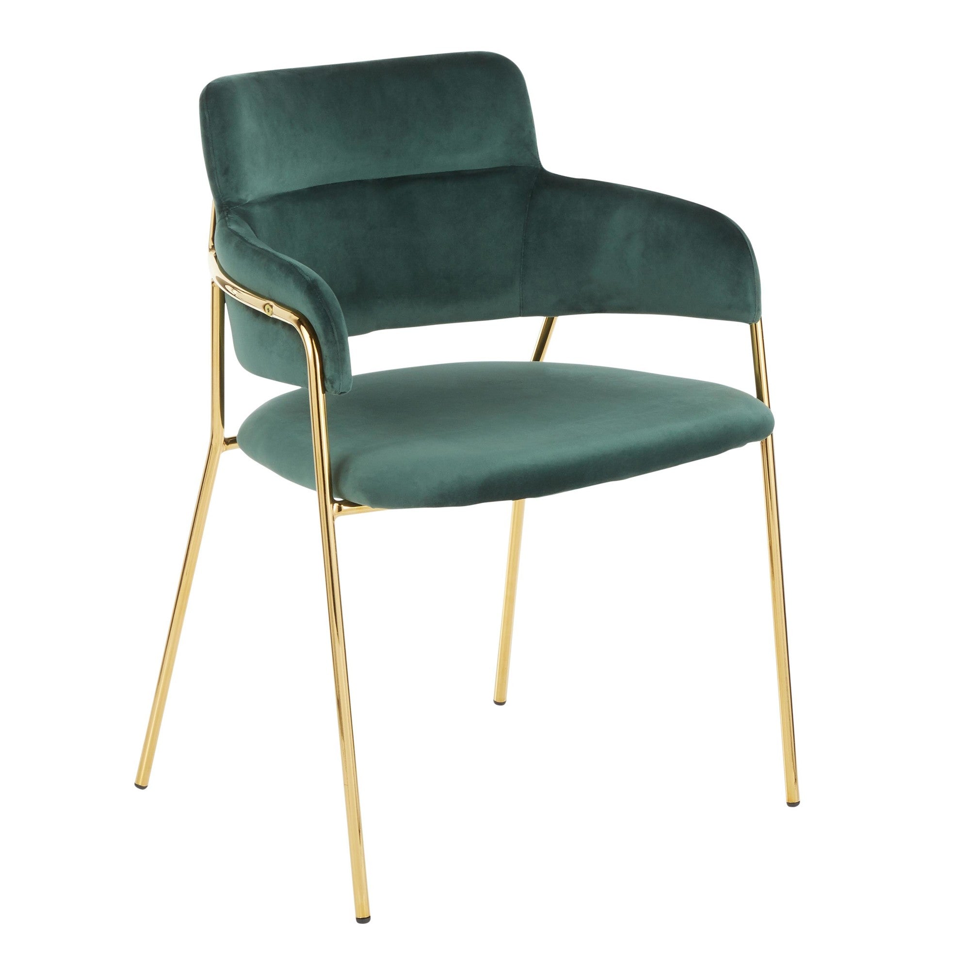 Napoli Chair - Set of 2 - Gold Metal, Emerald Green Velvet