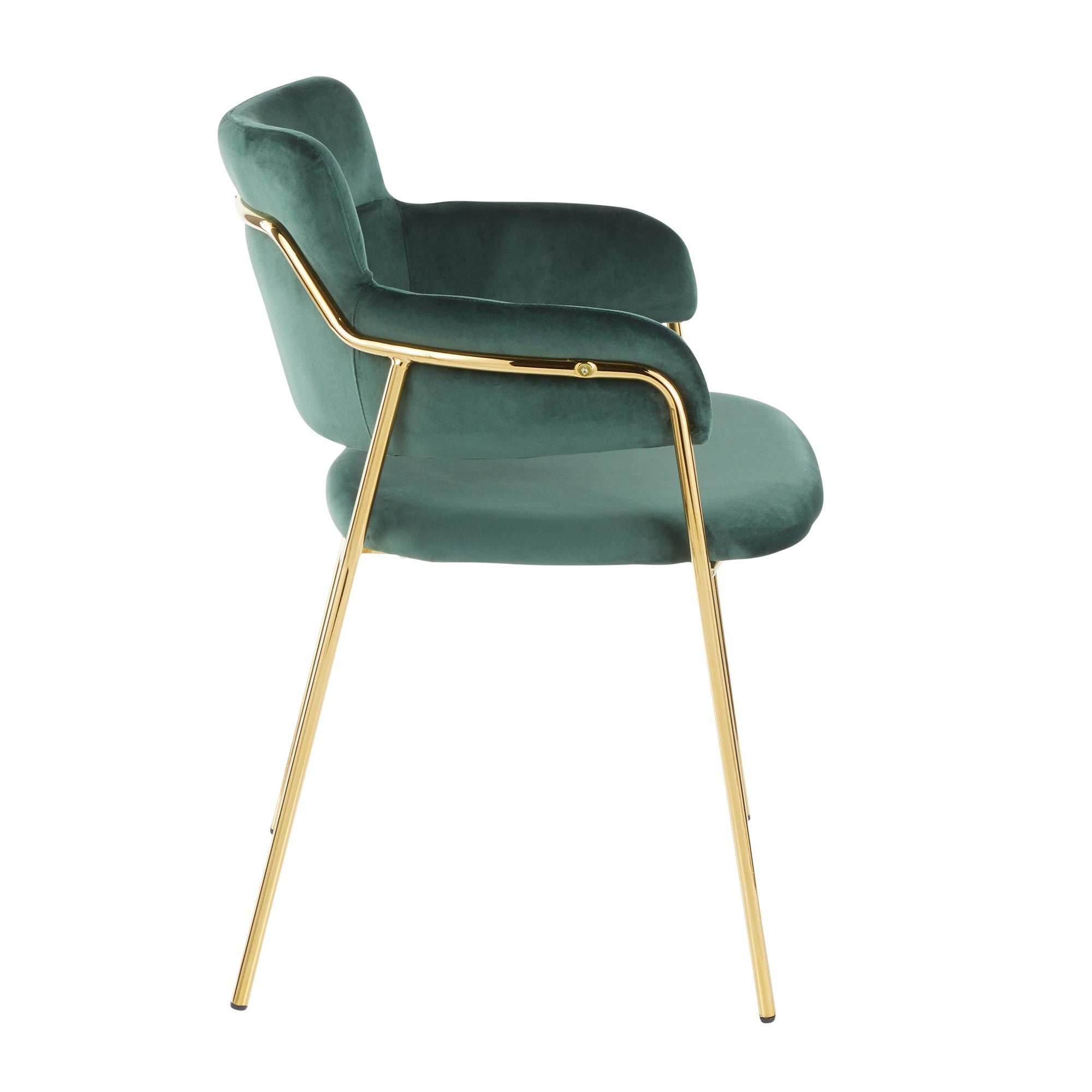 Napoli Chair - Set of 2 - Gold Metal, Emerald Green Velvet