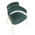 Napoli Chair - Set of 2 - Gold Metal, Emerald Green Velvet