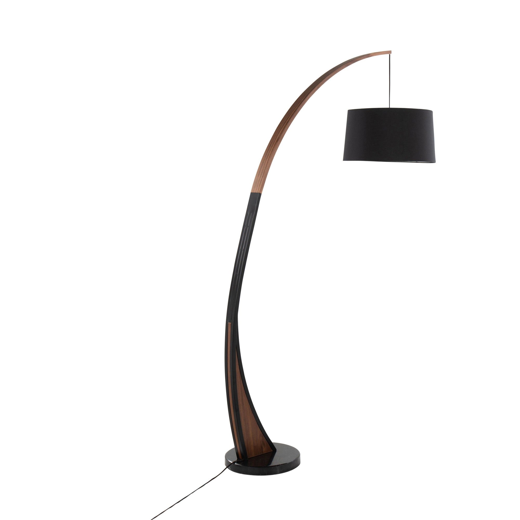 Noah Floor Lamp - Black Marble, Walnut Wood, Black Linen