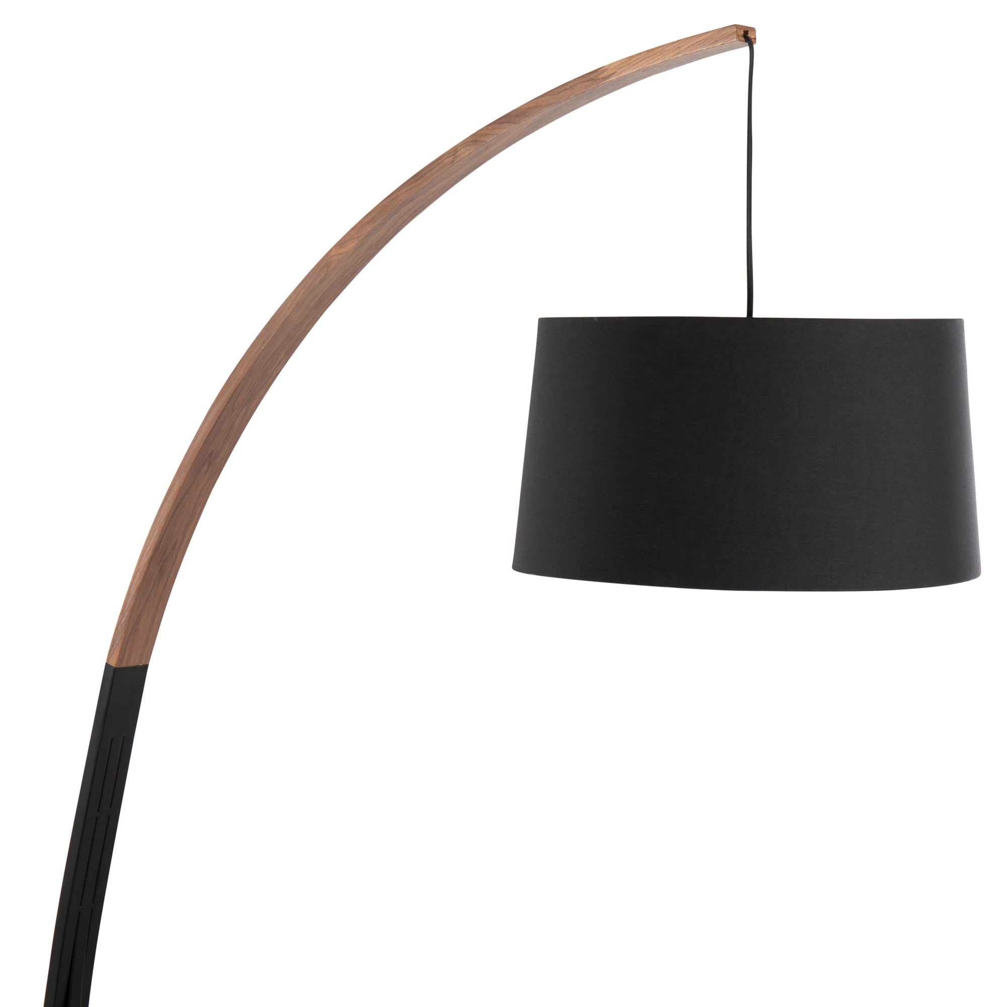 Noah Floor Lamp - Black Marble, Walnut Wood, Black Linen