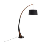 Noah Floor Lamp - Black Marble, Walnut Wood, Black Linen