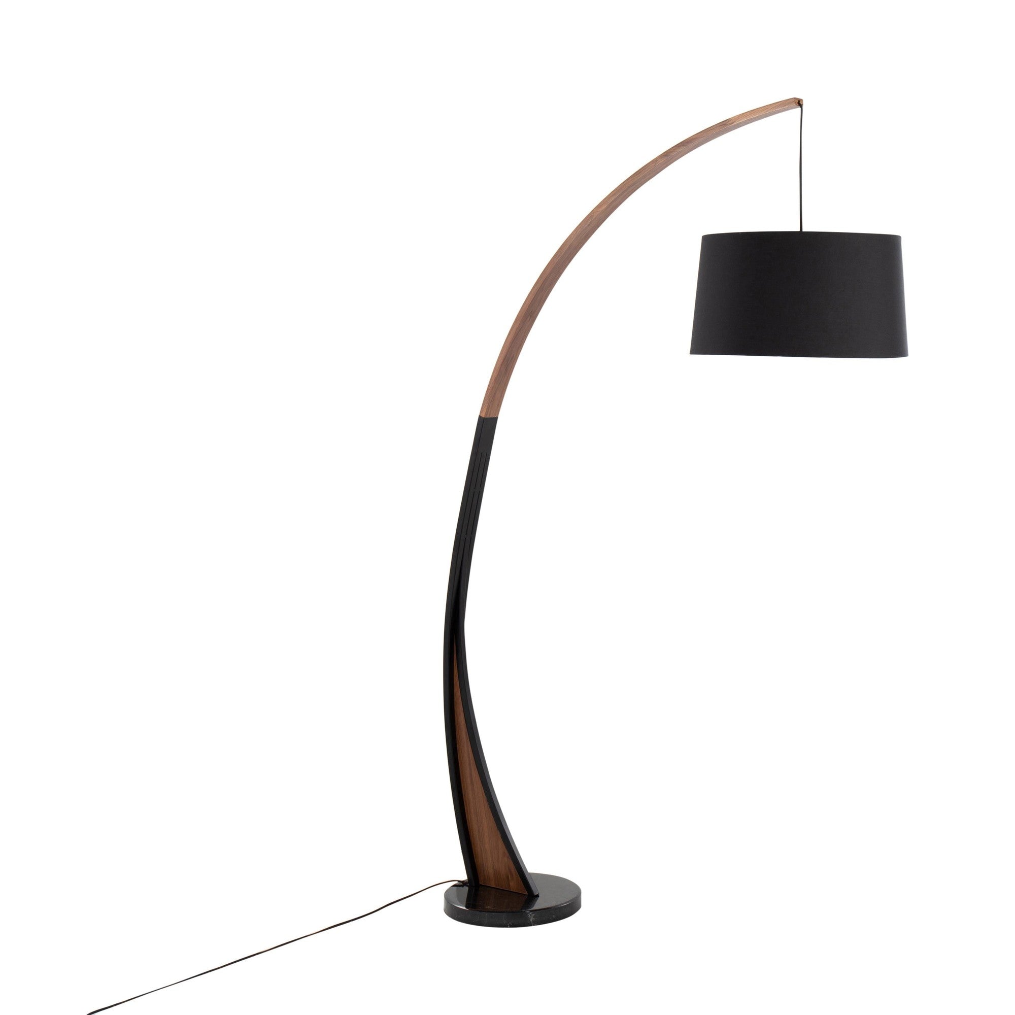 Noah Floor Lamp - Black Marble, Walnut Wood, Black Linen